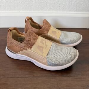 APL Techloom Bliss Slip On Running Sneakers Gold Silver Metallic Women's Sz 6.5